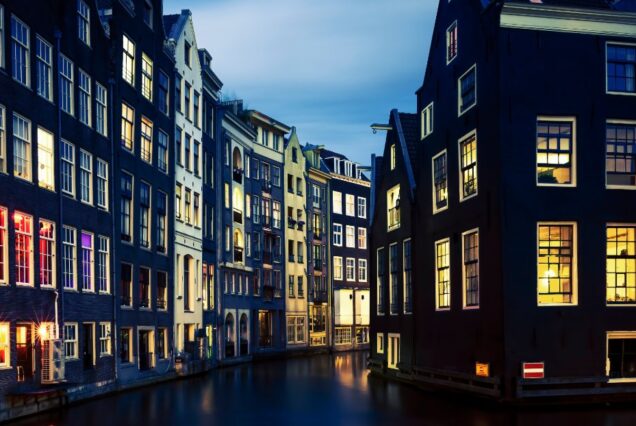 Amsterdam canal at night