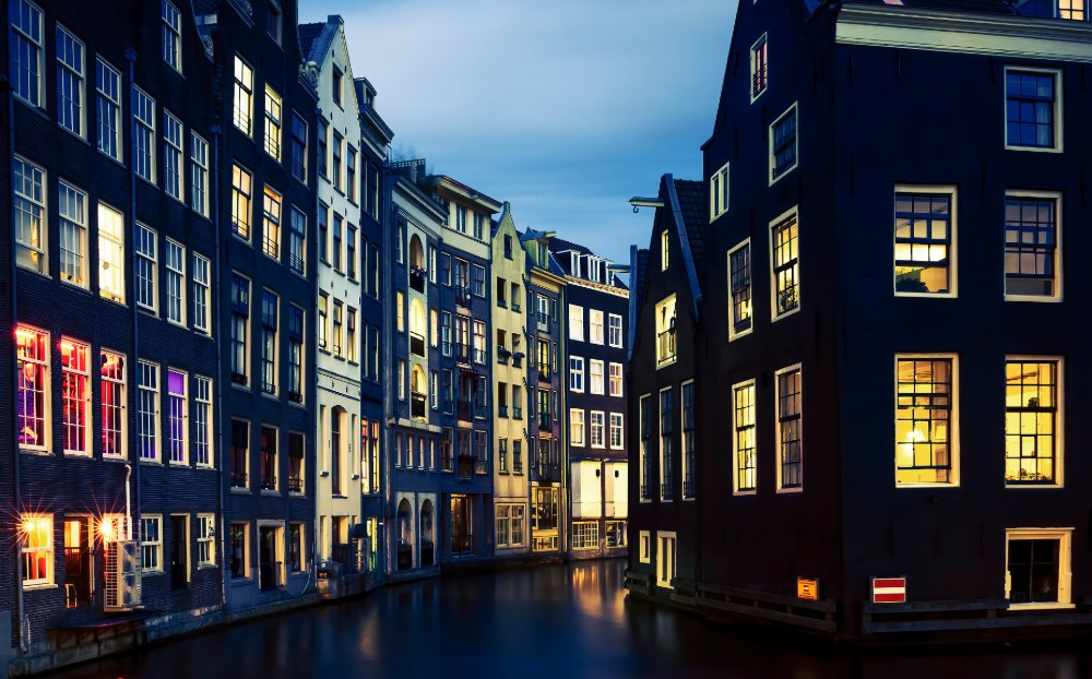 Amsterdam canal at night